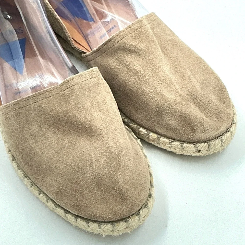 Verbenas Size 9 Espadrille Flats Tan Suede Slip On Shoes Made in Spain Worn Once